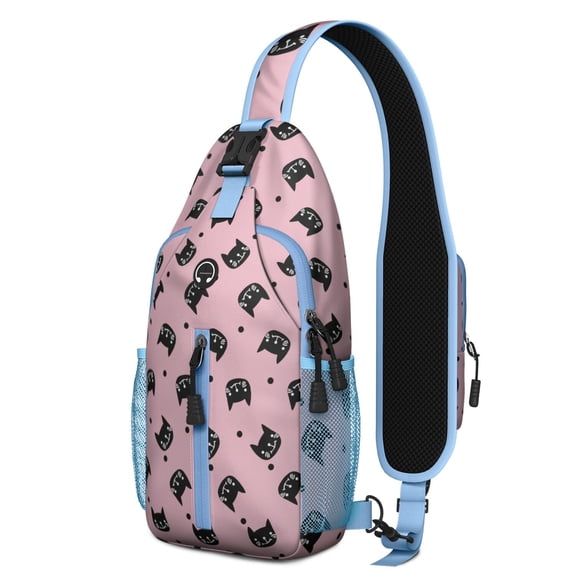 Funny Cat Print Crossbody Backpack with Adorable Paw Pattern, Lightweight Sling Bag for Cat Lovers and Pet Lovers, Anti-theft Travel Daypack for Daily Use, Gym, Outdoor, Short Trips