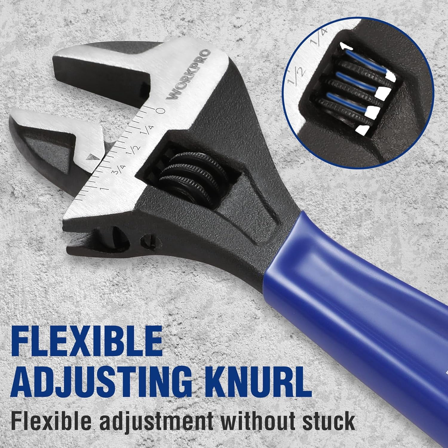 5-piece Adjustable Wrench Set, 4-Inch & 6-Inch & 8-Inch & 10-Inch & 12-Inch , Wide Jaw Black Oxide Wrench, Metric & SAE Scales, Cr-V Steel, for Home, Garage, Workshop