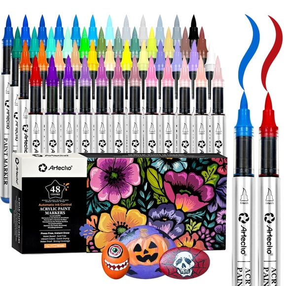 Marcadores de pintura acrílica Artecho Automatic Ink Control 48 colores