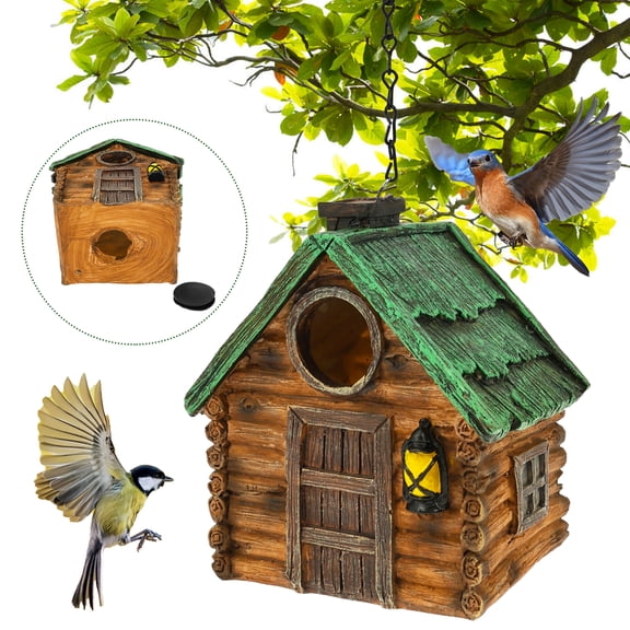 Outdoor Hanging Bird House Resin Bluebird House Tree Hanging Birdhouse for Outside Finches Hummingbird Cardinals
