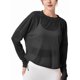 thumbnail image 2 of Blusa de Entrenamiento Holgada de Larga con Transparente para Mujer, Cuello Redondo y Mangas Largas Negro M, 2 of 9