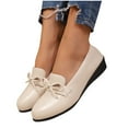thumbnail image 5 of Fashionable Wedge Heels Women's Casual Shoes Solid Color Round Toe Bow Comfortable Daily Wear, 5 of 10
