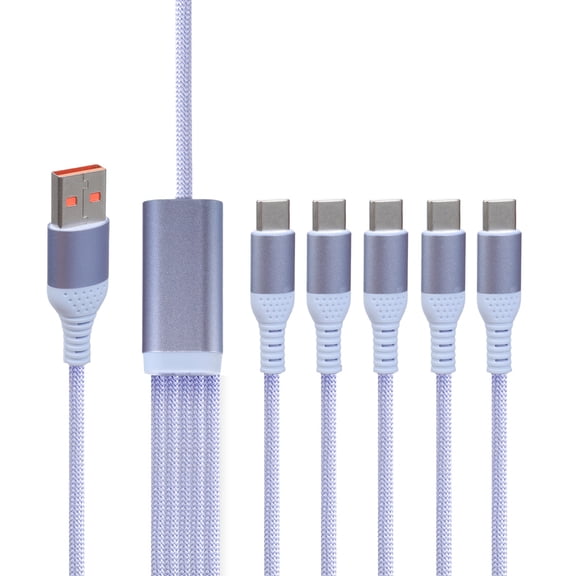 USB Type C Fast Charging 5 in 1 Multi USB C Splitter Cable NylonBraided Charging Cord with 5 Type C Cable
