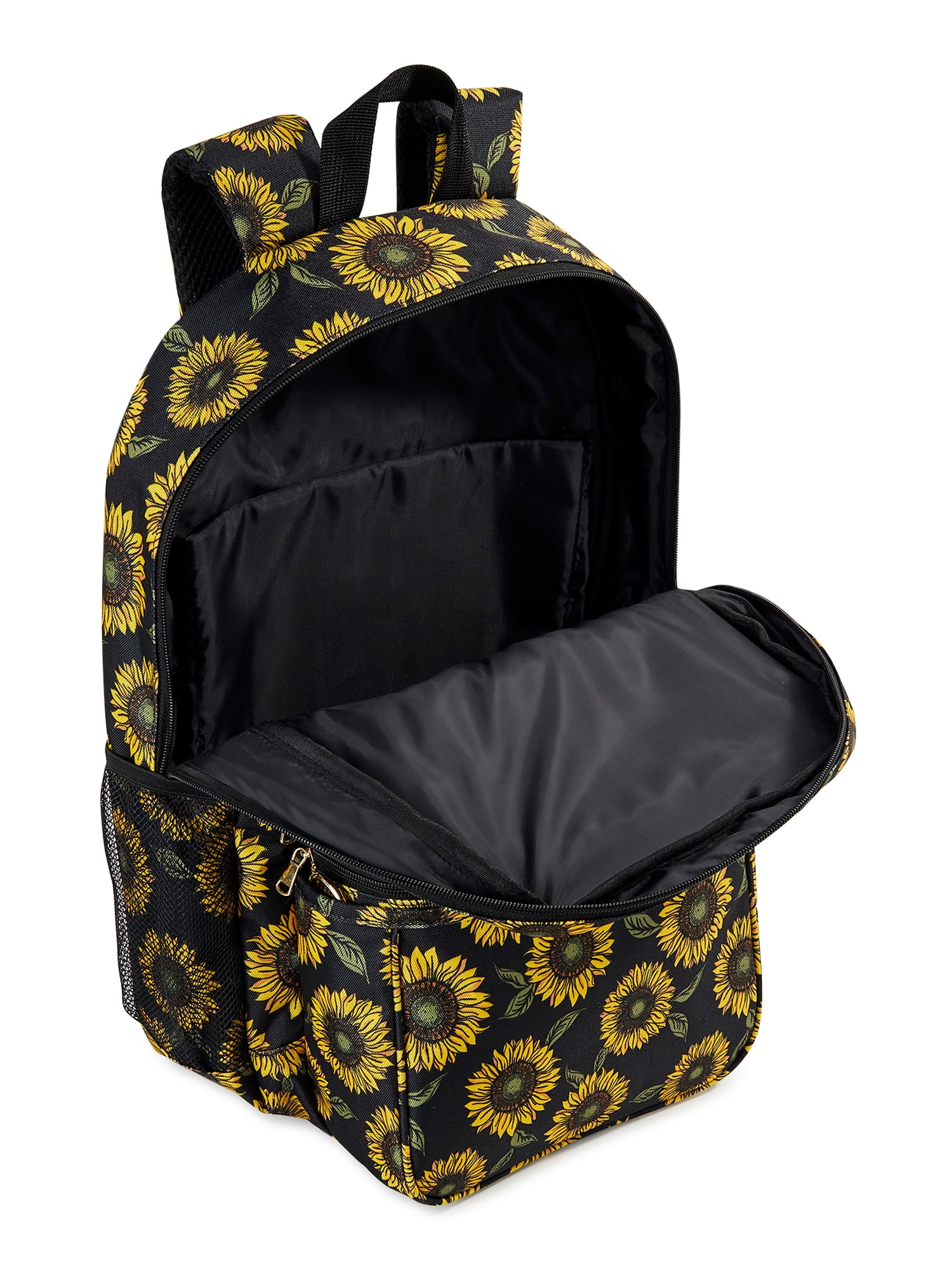 No Boundaries Women’s Backpack Duo with Square Lunchbox Black Sunflower