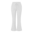 thumbnail image 3 of yunLCZ Pants for Women High Waisted Women's Fashionable Casual Cotton And Linen Pocket Waist Slim Bell Bottom Trousers, 3 of 3