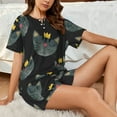 thumbnail image 4 of Pofeuu Faces Of The Cat Print Women's Pajama Set Short/Shorts Soft Button PJs Elastic Drawstring Waist Sleepwear-3X-Large, 4 of 6