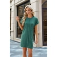 thumbnail image 5 of Womens Summer T Shirt Dress Casual Cap Sleeve Crewneck Loose Shift Mini Dresses Ink Green S, 5 of 9