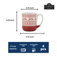 10 Strawberry Street 17.5 fl oz Ceramic Reindeer Mug, Set of 4 (Red