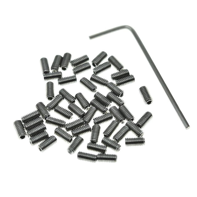 KAISH 50 tornillos de ajuste de altura para puente de guitarra de acero inoxidable #4-40 x 1/4 pulga