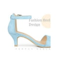 thumbnail image 3 of BLISSFUL STEP Women's Strappy Open Toe Kitten Ankle Heels Sandals Sky Blue 9, 3 of 6