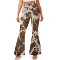 thumbnail image 2 of Xoenoiee Flared Pants for Women High Waist Flare Leggings for Girls Tummy Control Butt Lifting Flared Slit Hem Leggings Tall Yoga Pants for Work, Office, Yoga, Gym, 2XL, Brown Cow Print, 2 of 6