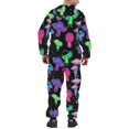 thumbnail image 7 of Jumpsuits for Men Funny Print Zip Up Hooded Long Sleeve Long Pants Comfortable Loungewear Adult Onesie Purple L, 7 of 7