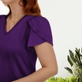thumbnail image 4 of Womens Summer Blouses V Neck Loose Dressy Shirts Petal Short Sleeve Plus Size Tunic Tops, 4 of 7
