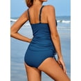 thumbnail image 6 of Charmo Ribbed Tankini Swimwear for Womens Side Adjustable Ruched Tummy Control Two Piece Swimsuits, 6 of 6