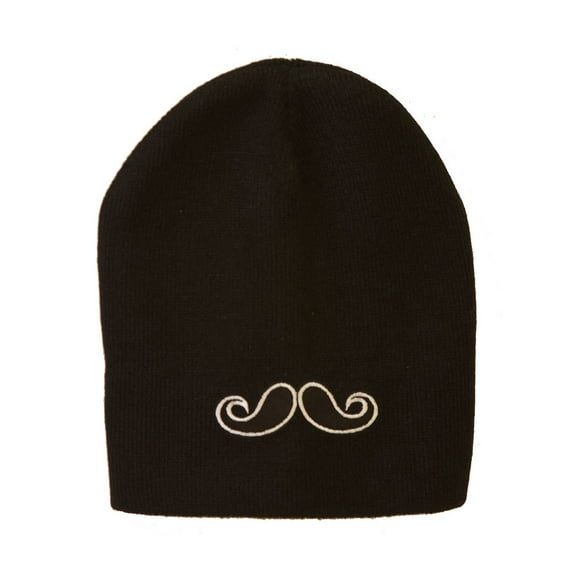 Mustache Winter Beanie - Black