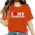 thumbnail image 2 of Fesfesfes T Shirt Pack I love my husband Womens Work Tops Girls Short Sleeve Out Blouse Valentine's Day Letter Print Gift Shirt T-Shirt Tops Womens Turtleneck Bodysuit 10(XL), 2 of 7