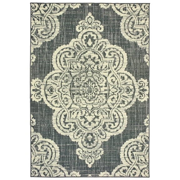 Oriental Weavers Marina Area Rug 5929E Outdoor Gray Paisley Scrolls 2' 5" x 4' 5" Rectangle