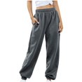 thumbnail image 5 of drpgunly Womens Pants Bottom Sweatpants No Drawstring Joggers Pants Workout High Waisted Yoga Pants With Pockets Dark Gray L, 5 of 6