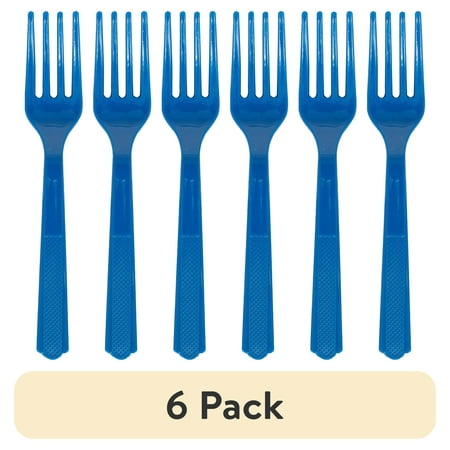 (6 pack) Plastic Disposable Forks Electric Blue 24 Pieces by Way To Celebrate (6 pack) Plastic Disposable Forks Electric Blue 24 Pieces by Way To Celebrate