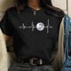thumbnail image 2 of Camiseta negra de Luna para mujer, camiseta informal con cuello redondo, Camiseta con estampado de Eclipse Lunar para mujer, 2 of 2