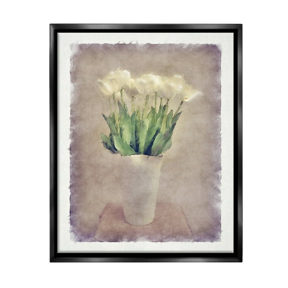 Stupell Industries Abstract Garden Tulips Botanical & Floral Painting Black Floater Framed Canvas Art Print Wall Art, 17 x 21
