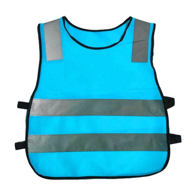 Chaquetas reflectantes sin mangas para niños, para trabajo de primaria, de punto uniforme azul