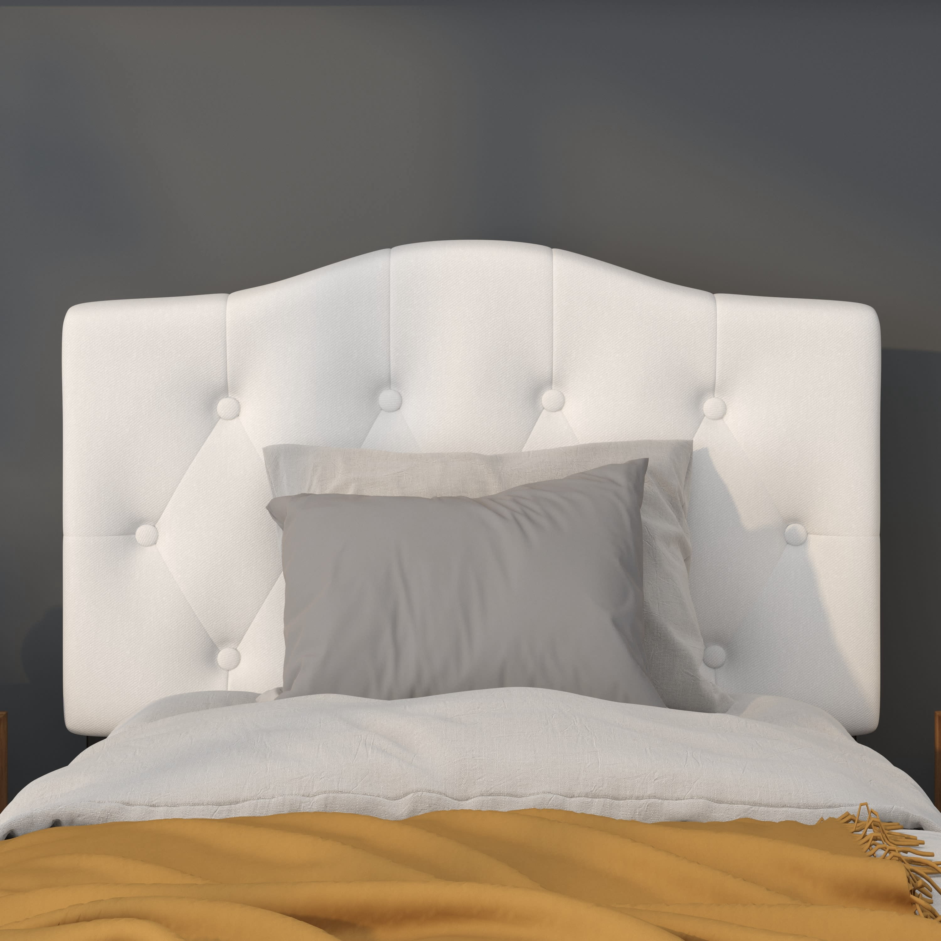 Flash Furniture Cambridge Tufted Upholstered Twin Size Headboard in White Fabric
