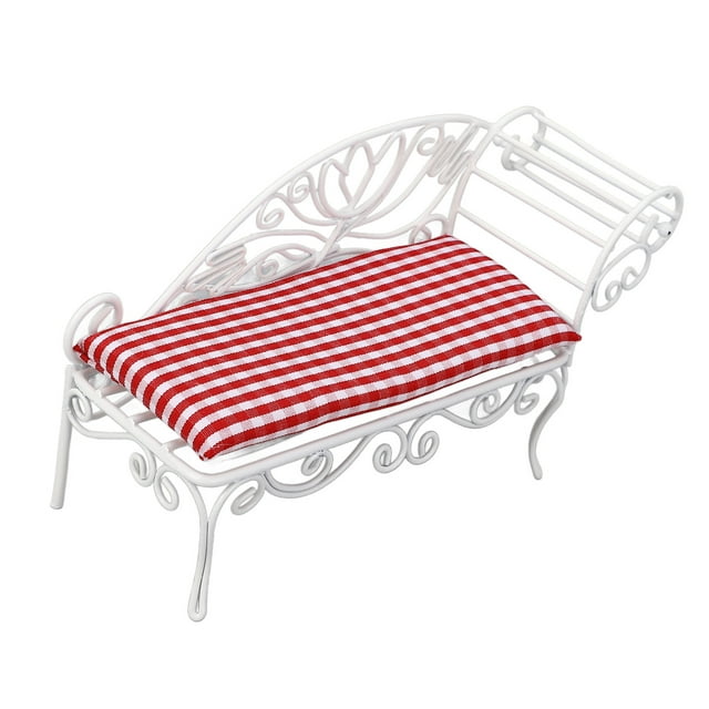 Sofá Cama Ajustable en Miniatura de Hierro para Casa de Muñecas, Sofá Cama Moderno de Piel Sintética Con Sofá de Dos Plazas reversible, Cama Plegable Para Invitados para Casa