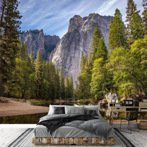 wall26 - Mountain View - Removable Wall Mural | Self-Adhesive Large Wallpaper - 66x96 inches