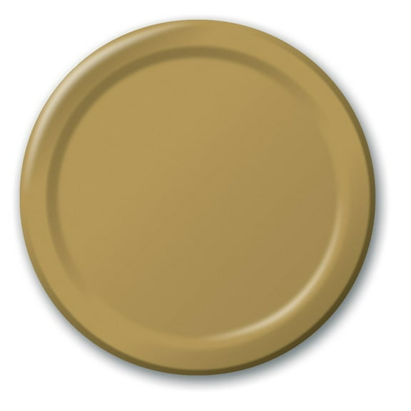 24 Plates 10.25" Paper Dinner Lunch Plates Wax Coated - Gold