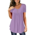 thumbnail image 2 of Womens T Shirts Women's Tunic Tops for Leggings Short Sleeve Shirts Up Casual Ruched Blouses Clothes Tops for Women, 2 of 4