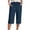 Navy, variant on TZZQ Linen Straight Wide Leg Capris Pants for Women High Waisted Lounge Pant Loose Comfy Drawstring Beach Capris with Pockets Lightweight Baggy Bermuda Shorts Casual Cropped Trousers Beige L
