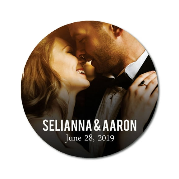 Darling Souvenir Round Customized Photo Labels Save The Date Stickers Personalized Bride Groom Names And Date Envelope Seals 45 Pcs
