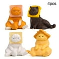 thumbnail image 2 of UDIYO 4Pcs Cute Toast Cats Mini Figurine Kids Toy DIY Fairy Garden Cake Ornaments, 2 of 6