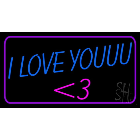 Blue I Love You LED Neon Sign 13 x 24 - inches, Black Square Cut Acrylic Backing, with Dimmer - Bright and Premium built indoor LED Neon Sign for Defence Force.