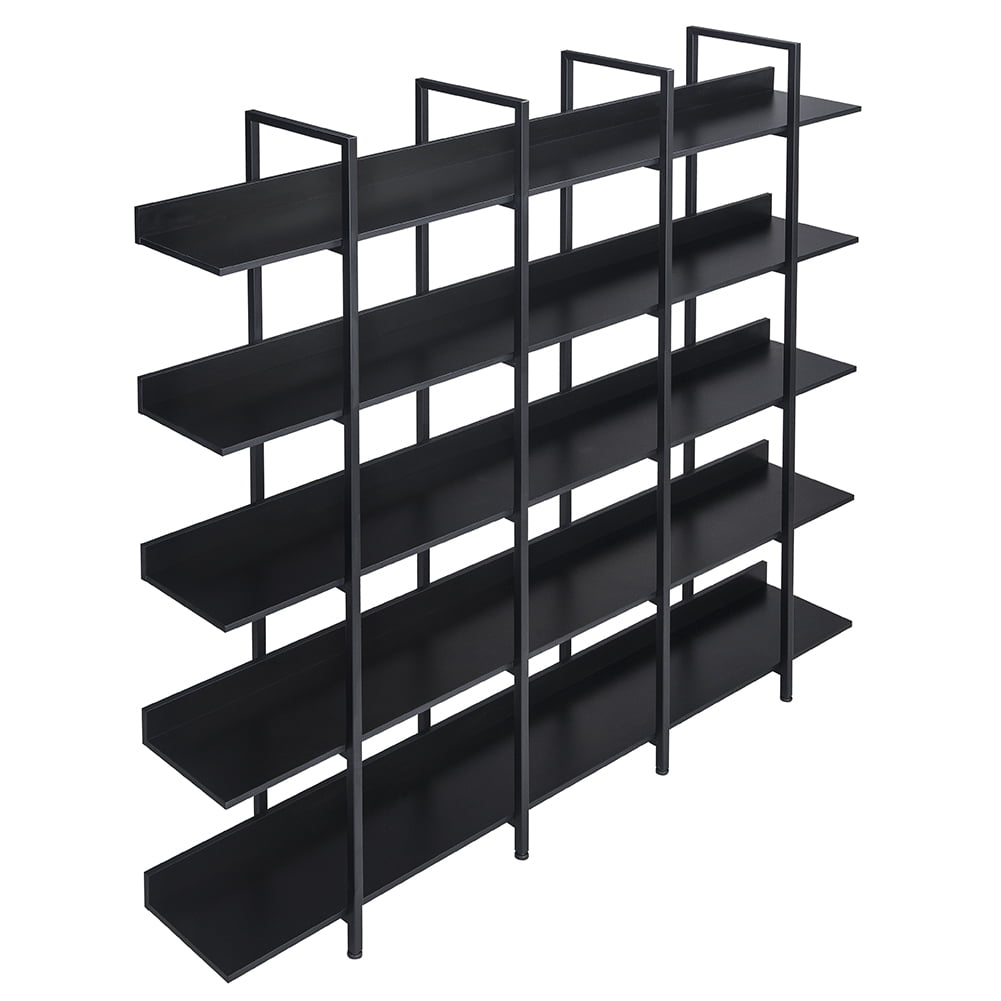 Kepooman 5-Tier Bookshelf, Modern Industrial Style Book Shelf, Wood and Metal Bookcase Furniture for Home & Office, Black Kepooman 5-Tier Bookshelf, Modern Industrial Style Book Shelf, Wood and Metal Bookcase Furniture for Home & Office, Black