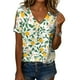 thumbnail image 1 of Blusa Zhyaj de manga corta con cuello en V y estampado floral bohemio para mujer, 1 of 6