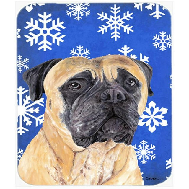 Mastiff Winter Snowflakes Holiday Mouse Pad, Hot Pad Or Trivet