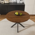 thumbnail image 6 of Ciphrias Round Extendable Dining Table 42-58 Inch Walnut MDF Wood Veneer Carbon Steel X Base Seats 4-6 Dining Room, 6 of 8