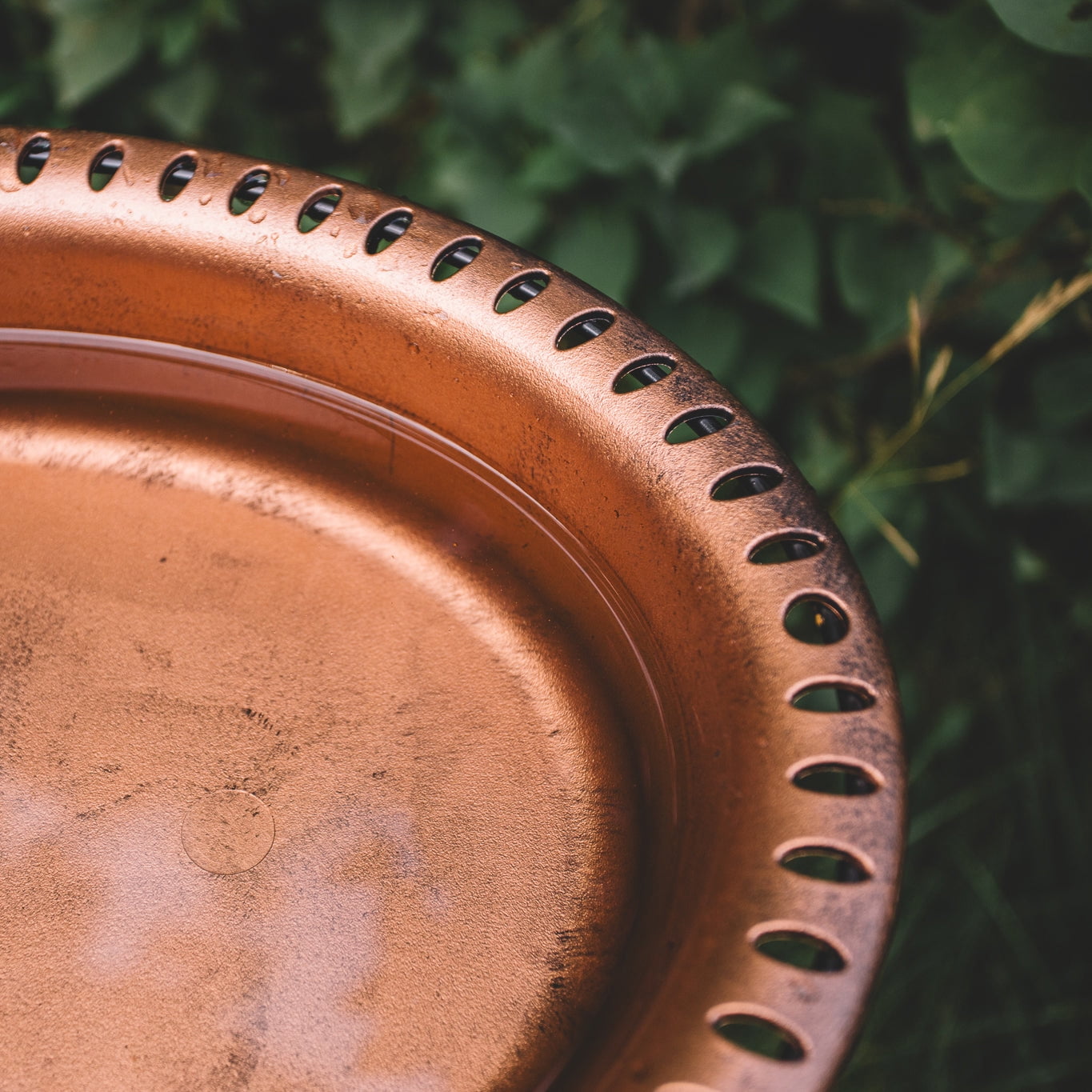Backyard Expressions Oval Copper Finish Resin Garden Bird Bath with Ground Stake