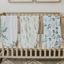 NODNAL Co. 3-Piece 160 Thread Count Leafy Cotton Bed Sheet Set, Mini Crib - Deep Pocket