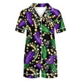 thumbnail image 5 of Feancey Womens Mardi Gras Pajama Set 2025 Trendy Colorblock Sequin Print Pjs Sets Carnival Themed Casual Button Sleepwear Two Piece Green M, 5 of 7