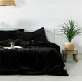 thumbnail image 5 of Vinsan International Ultra-Luxe Velvet Duvet Cover, Boho Bedding UO Comforter Donna Cover, 3 Pcs Set Black Color Duvet Set, Velvet Bedding Set Twin Size, 5 of 7