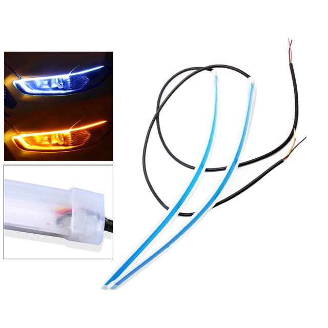 2 piezas coche Flexible adhesivo LED Luz de circulación diurna tira hacia Y 45cm Sharpla Pon la luz de cruce