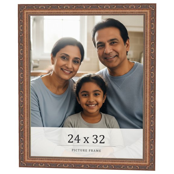 24x32 Frame Gold Solid Wood Picture Frame Width 1.25 Inches | Interior Frame Depth 0.375 Inches |