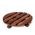 thumbnail image 2 of Soporte para maceta de madera, base para maceta, bandeja móvil, bandeja para flores con rueda universal, bandeja redonda para flores de madera carbonizada, rendimiento sólido, 2 of 7