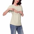 thumbnail image 6 of Lovskoo Womens Pregnant Nursing Slim Fit Tops Short Sleeve Cotton Crew Neck Breastfeeding T-Shirts Stretch Soft Comfy Tees Khaki S, 6 of 9