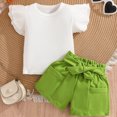 thumbnail image 4 of KPOPLK Toddler Baby Girl Summer Clothes Funny Print Short Sleeve Top Short Casual Outfit 3 6 12 18 Month 2T 3T 4T(6-9 Months,Green), 4 of 8