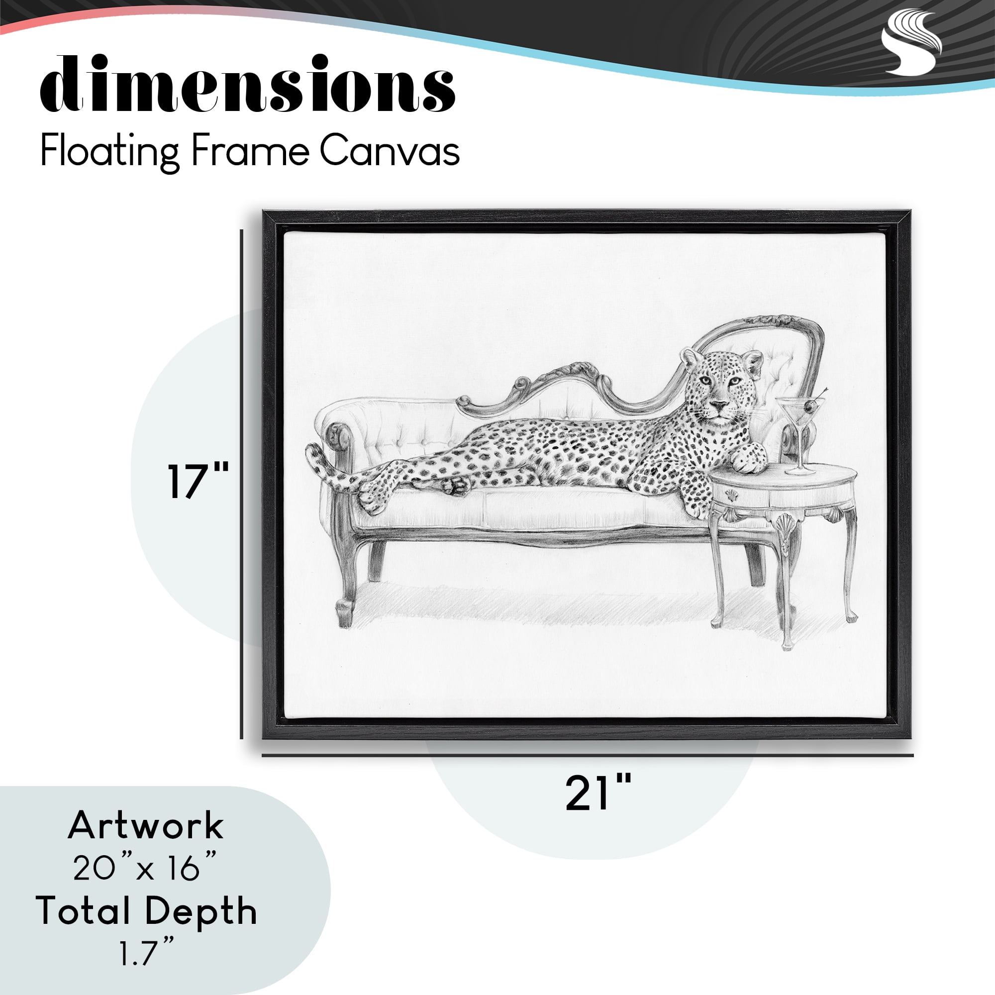 Stupell Industries Lounging Beast Cheetah Black Framed Floater Canvas Wall Art, design by Victoria Barnes