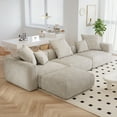 thumbnail image 2 of The Magic Home 3-Seater Convertible Modular L-Shaped Corduroy Sectional Sofa, Beige, 2 of 9